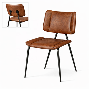 Silla de Comedor Industrial Antigua de Cuero Genuino |   Asientos Impermeables para Restaurantes Comerciales, Salas de Estar, Villas y Hoteles |   Metal - Product Image 1