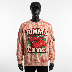 Sudadera Premium de Algodón 350GSM, Estilo Tie-Dye Rojo Lavado al Ácido, Tejido Suave y Cálido, Estampado Artístico, Sudadera Básica - Product Image 1