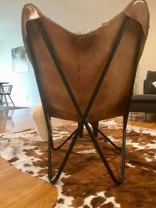 Chaise papillon vintage artisanale de qualité supérieure en cuir rustique léger pliable pour chambre à coucher de chaise de loisirs intérieure/extérieure - Product Image 3