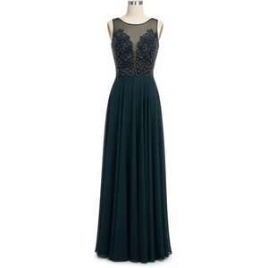 Vestido de Noche Largo hasta la Rodilla para Mujer |   Tela de Malla con Cuentas Digitales |   Vestido Formal para Fiesta de Graduación o Cóctel |   Boda de Talla Grande Personalizada - Product Image 1