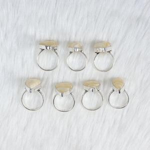 Anillo de piedras preciosas de ágata de Encaje amarillo para mujer hecho a mano, suministro de joyería de boda Chapado en plata, regalo para ella - Product Image 3