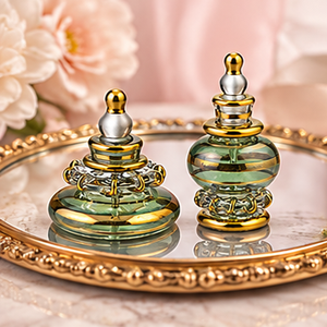 Mini Botellas de Perfume de Vidrio Verde Soplado a Mano de Lujo con Detalles en Oro de 24K, Frascos de Perfume Decorativos Vintage para Regalos y Coleccionistas - Product Image 5
