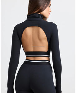 เสื้อครอปแขนยาวสำหรับผู้หญิงเสื้อฟิตเนสโยคะแขนยาวยืดได้สี่ทิศทางระบายอากาศได้น้ำหนักเบา - Product Image 2