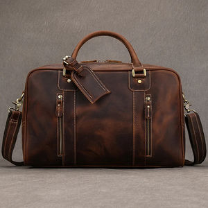 Classic Retro <b>Sport</b> Gym Carry Luggage <b>Bags</b> High Quality Leather Travel Duffel <b>for</b> <b>Men</b> Unisex Leather <b>bags</b> - Product Image 4