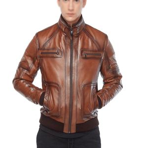 2025 veste en cuir véritable de haute qualité pour homme Logo personnalisé imprimé OEM mode vêtements d'hiver avec veste en cuir véritable - Product Image 5