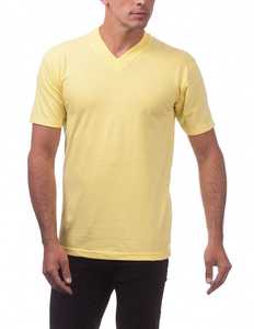 Vêtements pour hommes T-shirt à col en V couleur unie manches courtes unisexe coton lourd uni T-shirts pour hommes à prix de gros - Product Image 5