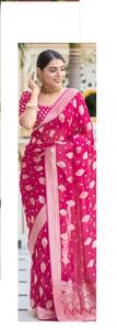<b>Beautiful</b> Neeta <b>Creation</b> Designer Collection Soft Lichi Silk Saree Heavy Jacquard Border High Quality Stretchable Wrinkle Party - Product Image 2