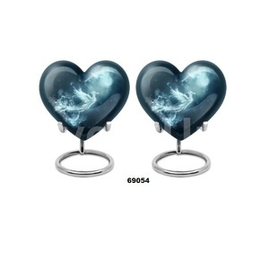 Venta caliente de aluminio negro hermoso corazón Fénix pájaro cremación urna para adultos para cenizas humanas con soporte y bolsa de terciopelo gratis - Product Image 2