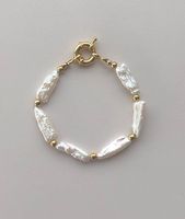 Bracelet artisanal intemporel baroque en pierres précieuses et perles d'eau douce, chaîne en acier inoxydable, bijou tendance avec pendentif en pierre naturelle