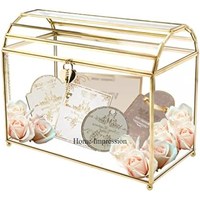 Boîte à invitations de mariage en acrylique transparent de haute qualité avec cadre en métal plaqué or, logo personnalisé, prix bas