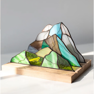 Atrapasueños de Vidrio Pintado a Mano Personalizable con Diseño de las Montañas Blue Ridge, Estilo Art <span class=keywords><strong>Deco</strong></span>, Verde y Azul, Regalo de Aniversario, Hecho a Pedido - Product Image 2