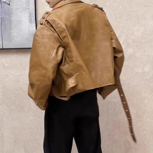 Men's Autumn Streetwear PU Leather Jacket with Machine Casual Lining Trendy Personality Tops Mens Clothing - Product Image 3