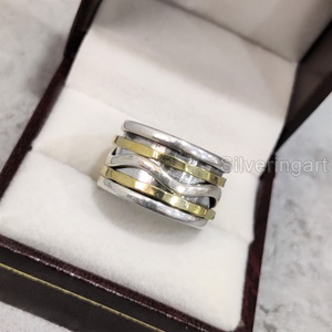Anillo de meditación con banda giratoria, anillo de pulgar de Plata de Ley 925 para mujer, joyería hecha a mano, anillo giratorio para hombre con ansiedad navideña - Product Image 4