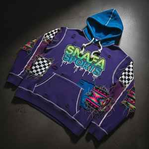 Sweat-shirt à capuche vintage surdimensionné avec logo brodé en gros, sweat-shirt délavé à l'acide, sweat-shirt délavé au soleil pour hommes - Product Image 3