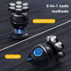 Kit de rasoir électrique multifonction WetDry étanche pour hommes, rasoir rotatif avec écran LED pour le soin du corps, IPX7 - Product Image 6
