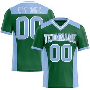 <b>Green</b> and blue custom football jersey mens sublimated v neck short sleeve team uniform logo name number option breathable <b>mesh</b> - Product Image 4