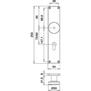 Placa de Renovación de Acero Inoxidable 344 Z con Perilla de 72 mm PZ EDI Est 72 mm - Product Image 3