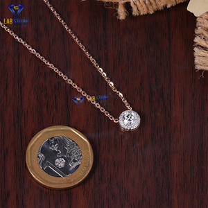 Colgante de Oro Rosa con Diamante de Corte Redondo de 0.57 TDW de Labstone Glow con Diamantes de Color EF-VS - Product Image 4