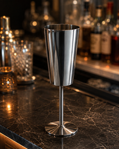 Flûte à champagne en acier inoxydable 300 ml, design moderne, longue tige, pour les fêtes - Product Image 6