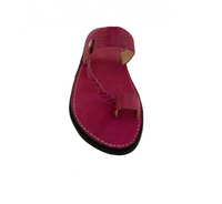 Sandales d'été marocaines pour femmes couleur prune en cuir véritable sangle tressée simple anti-glissante poids léger sans lacet confortable
