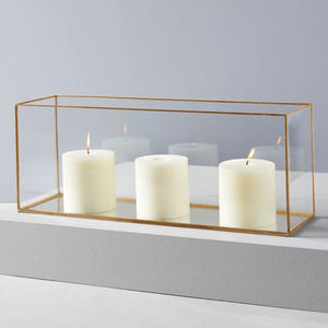 Bureau Décoratif Métal Fer Rectangle En Forme De Verre Fini Or Votive Bougeoir De Bougie De Noël Déco De Mariage Déco - Product Image 1