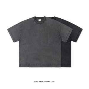 Camiseta de gran tamaño con lavado ácido Vintage de algodón pesado hecha a medida para hombres y mujeres, ropa de calle gráfica informal bordada hecha en Pakistán 100% - Product Image 1