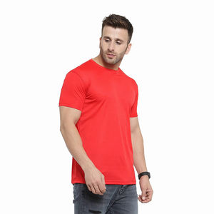 Venta al por mayor de los hombres adultos camiseta de color rojo de media manga O cuello Slim Fit Pullover al aire libre de secado rápido de los hombres Slim Fit camiseta - Product Image 5
