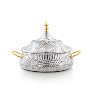 Floral Design Golden Handles & Hammering Pattern Stainless Steel Hot <b>Pot</b> With Lid for Home Hotel <b>Kitchen</b> Food Supplies Hotpots - Product Image 4