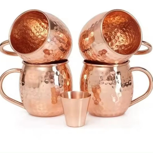 Trendy Home Bar Use Hammer Patterned Pure Copper Mugs Classic Eco-Friendly Drink Ware con Handled Saniya Handicraft Party - Product Image 2