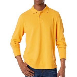 Polo de sport de couleur unie personnalisé pour hommes Polo à manches longues respirant de haute qualité pour hommes - Product Image 1