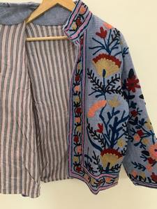 Patrón floral hecho a mano con forro y botones hechos a mano Abrigo suave Ropa de invierno Chaqueta Abrigo Floral Abrigo de mujer - Product Image 3