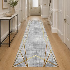 Tapis de salon en chenille gris argenté moderne abstrait imprimé numériquement, lavable en machine, antidérapant, vente en gros RUGS DEPOT LXDP-0342 - Product Image 5