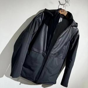 Nouveau cuir de vachette Patchwork lâche à capuche vers le bas manteau veste pour hommes léger rembourré vestes hommes hivers vers le bas - Product Image 1