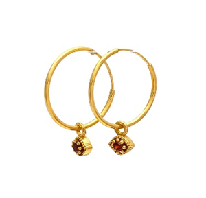 Boucles d'oreilles créoles en argent sterling 925 avec pierres précieuses rondes plaquées or style vintage pour mariage ou cadeau - Product Image 1