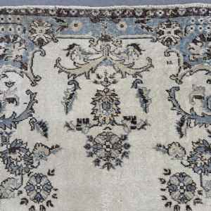 Alfombra Turca Vintage Grande de 5.7x9.8 pies, Alfombra Sólida Azul Gris - Product Image 5