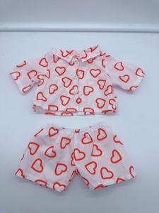 Set Pigiama per Bambole in Cotone Gingham a Maniche Lunghe con Bottoni Frontali, Pigiama con Bordo Bianco e Fiocco Rosa Stampato, Ciabatte per Bambole da 18 Pollici - Product Image 6