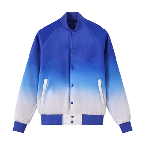 Chaqueta Bomber Reversible ZPB Azul Rey Desteñido y Blanco, Ropa de Fraternidad Griega, Bordado Trasero, Logotipo Frontal, Unisex, Impermeable, Primavera - Product Image 3