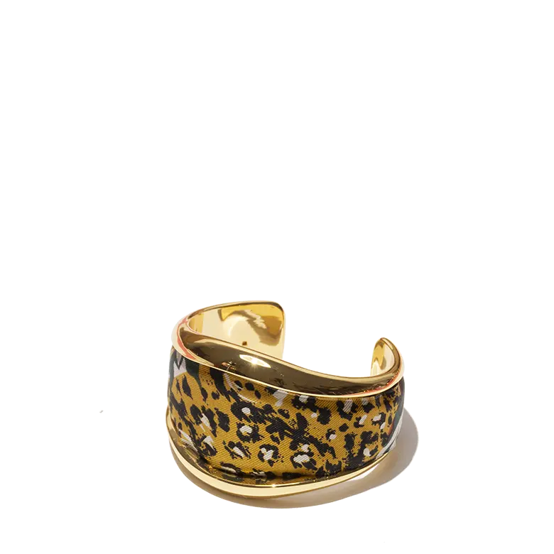 Fashion jewelry bracelet gold or palladium plated made in Italy with signature vintage silk scarf roaring panther