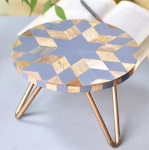 Soporte de pastel superior de madera con base de metal para fiestas de promoción de aniversario, soporte de pastel pequeño de India - Product Image 4