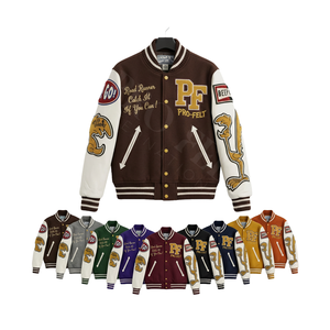 Heavy Weight Varsity Jacket Wool Body Faux Leather Sleeves Embroidered Letterman Outerwear College Baseball jacket for men - Product Image 1