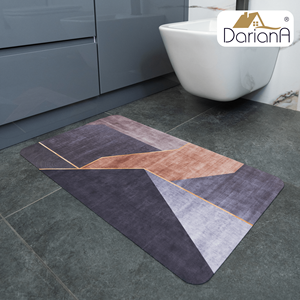 Dalewin Modern Hexagon Printed Bath <b>Mat</b> Rectangle Non-Slip Rubber Backed Microfiber Fabric <b>Machine</b> <b>Washable</b> Home Use Gray - Product Image 3