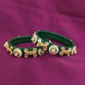 Bracelets traditionnels indiens Bracelets acryliques floraux Cristal Kundan Fabricant de mariée Bijoux Bracelets de mariage en gros Je indien - Product Image 2