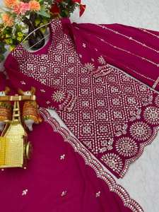 La Mejor Colección de Trajes Salwar Pesados en Chinon con Bordado de Lentejuelas de Secado Rápido para Bodas, Festivales y Fiestas Indias y Pakistaníes - Product Image 6