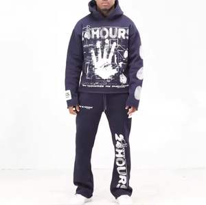 Ensemble de pantalons de survêtement et sweats à capuche avec dernière conception de logo personnalisé remaniement de marque privée - Product Image 4
