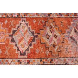 Turkish Vintage <b>Rug</b>, 3.2x12.5 ft Herki <b>Rug</b>, Orange <b>Runner</b> Animal Print <b>Rug</b> - Product Image 4
