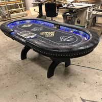 Table de poker personnalisée de luxe Boîtes de dépôt de haute qualité Porte-gobelet Table de poker de casino à 10 joueurs pour jeu d'argent
