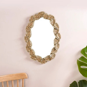 Antique Brass Metallic Monstera <b>Leaf</b> <b>Wall</b> Mirror Customized Packing High Quality Glass for Modern Home <b>Decor</b> - Product Image 1