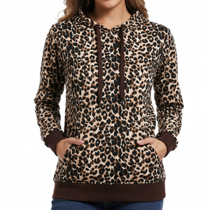 Meilleure fabrication de vêtements, streetwear, sweat-shirts pour femmes, imprimé léopard, sweat-shirts d'hiver en tricot à manches longues pour femmes, en vente - Product Image 1