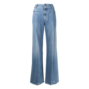 Pantalons en jean à jambes larges pour femmes, sur mesure, confortables, de qualité supérieure, taille mi-haute, longueur cheville, jean bleu clair pour femmes - Product Image 1