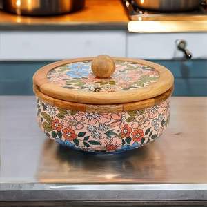 Boîte à chapati en bois artisanale de style vintage élégant, œuvre d'art décorative, compatible lave-vaisselle, grande capacité, qualité alimentaire - Product Image 1